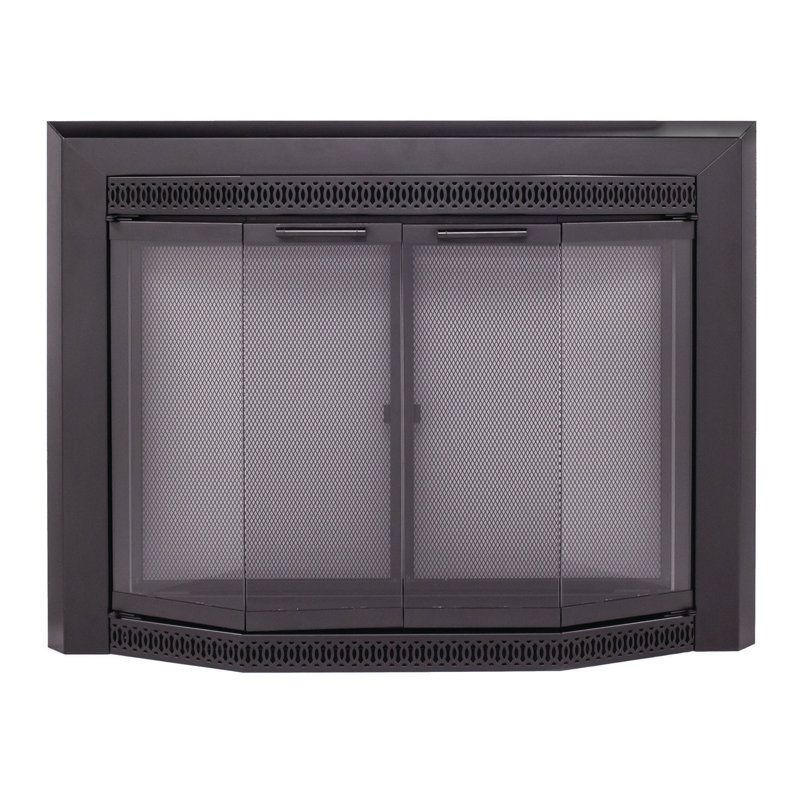 Portes de foyer pliantes en acier Mikole, Noir, H 31 po x l 44,5 po x P 4,75 po