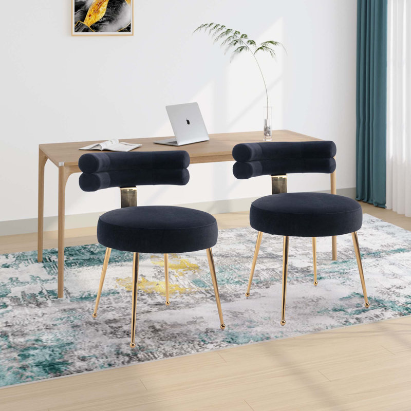 Chaise de salle à manger de loisirs 2 pièces / ensemble, Velours noir