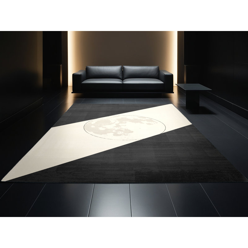 Machine Washable Pavle Minimalist Rug in Gray – Black Binding, 2 x 4