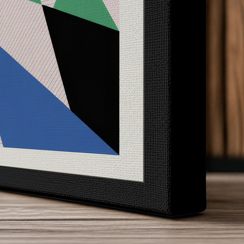 Angular Forms Geometric - Wrapped Canvas, 36x24 - 91.4 x 61.0 cm, Black Border