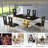 70.08" Faux Marble Dining Table With Stainless Steel Base-476719119-476719116