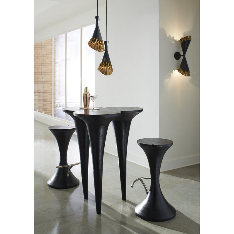 Ruffle 1 - Light Unique Cone Pendant, Black/Brass