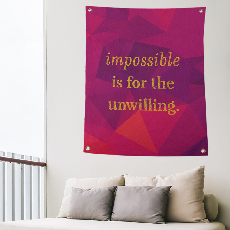 Tapisserie quote-en polyester en faux gemme, H 59 pi x l 50 po, Rubellite / or