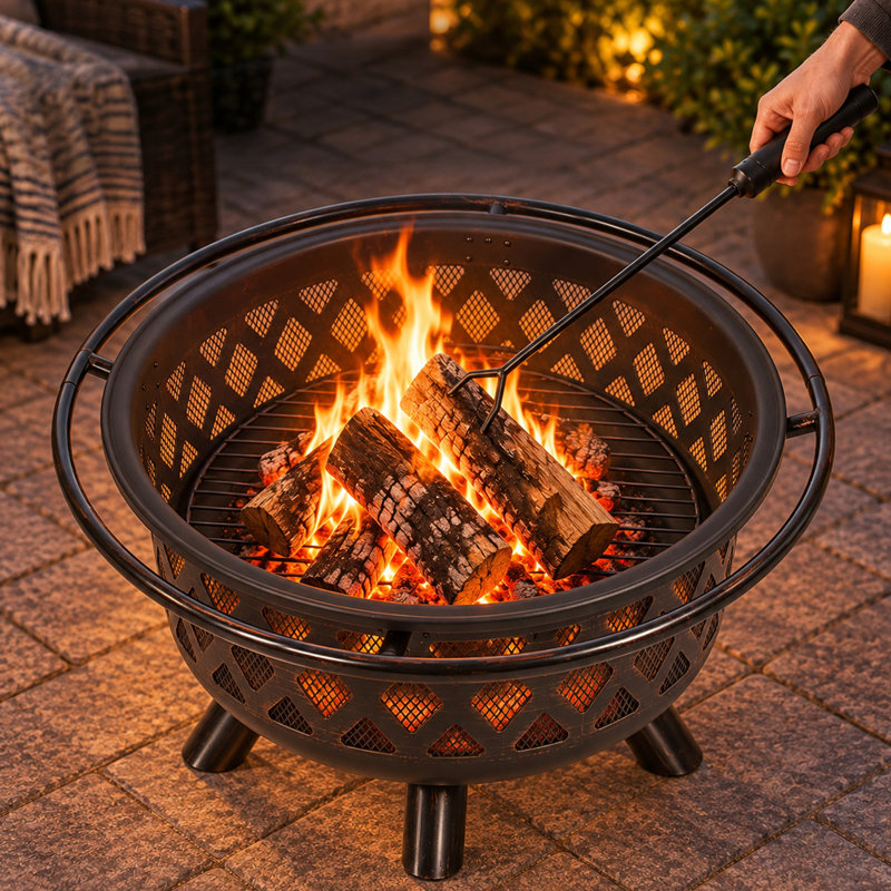 Round Charcoal and Wood Burning Fire Pit