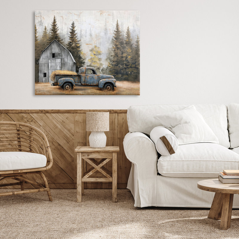 Automne, grange et toile de pin, conception par Imagine It Images, H 24 po x l 30 po