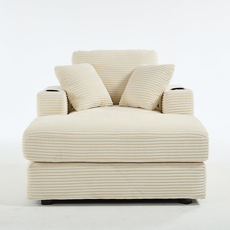 Canapé rembourré avec méridienne, Beige