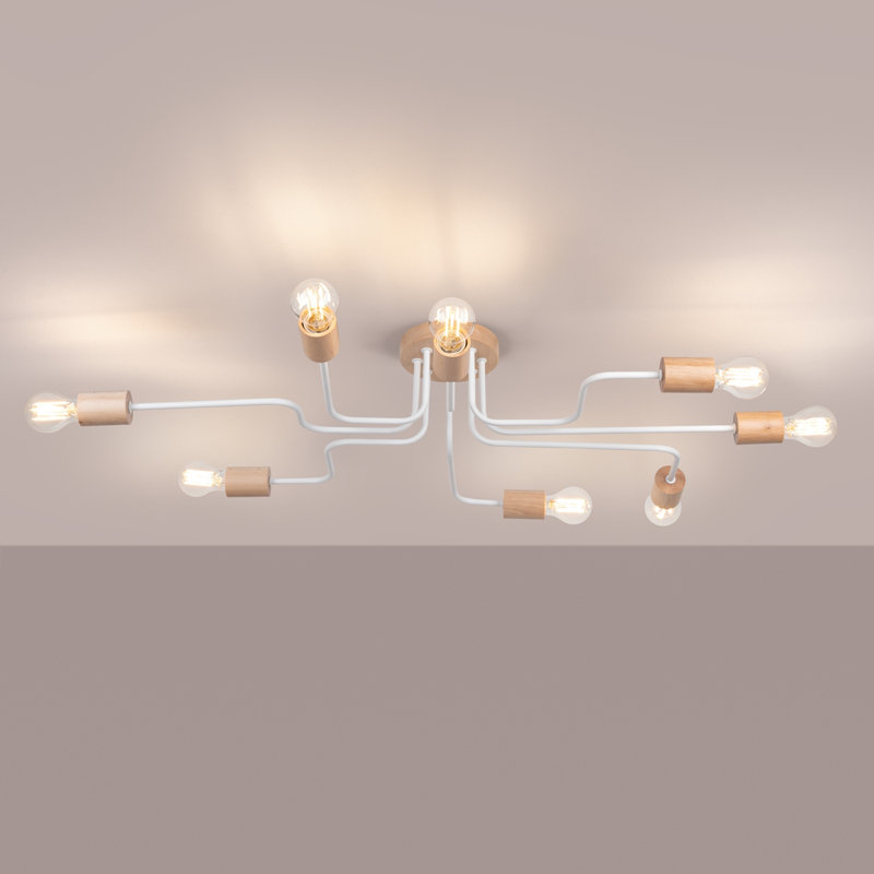 Chandelier, 16.5cm H x 60cm W x 100cm D, White, 8 Lights