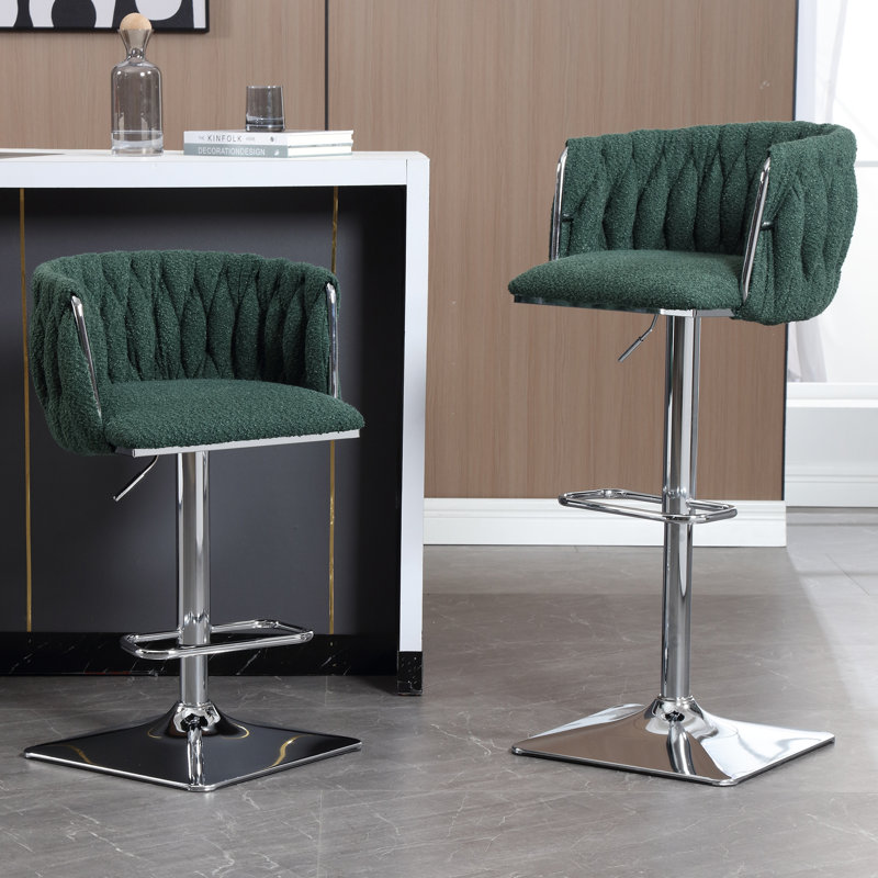 Dalicia Swivel Upholstered 65.02cm Counter Stool with Metal Frame, Emerald