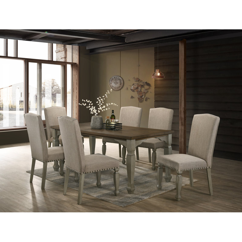 Remus Four Leg Dining Set, 7 Pieces: 1 Table, 6 Chairs
