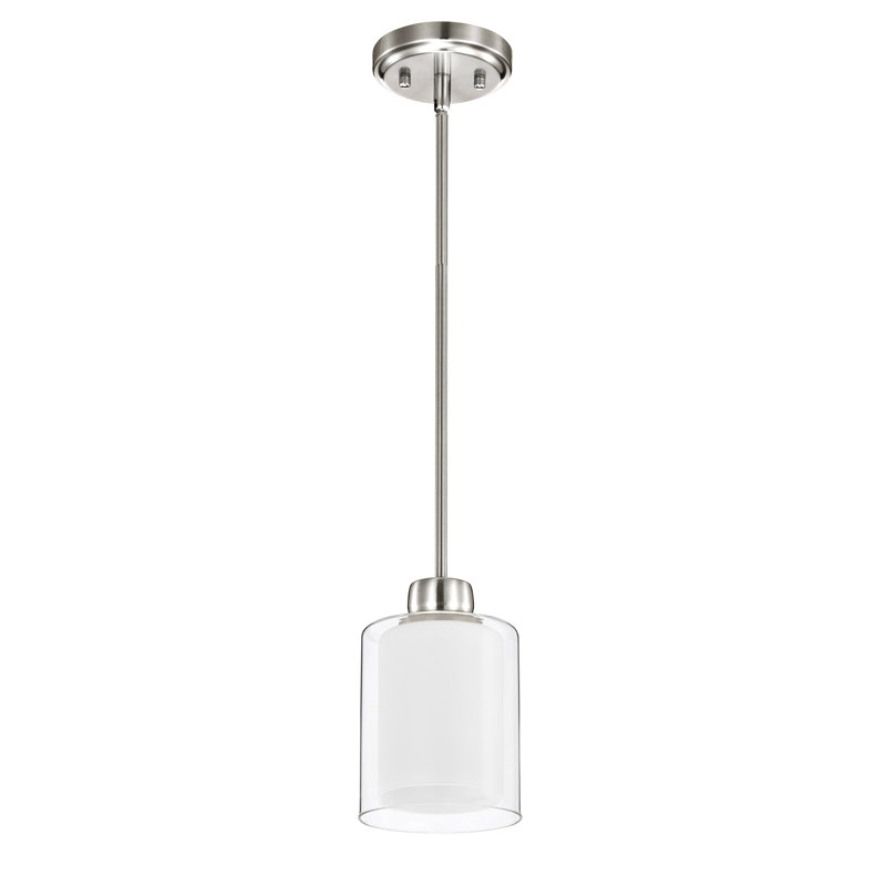 Bomke 5.5" W Dimmable Metal Single Cylinder Pendant, Brushed Nickel