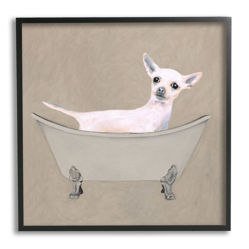 Baignoire Chihuahua, Giclée encadrée noir minuit, L 12 po x H 12 po