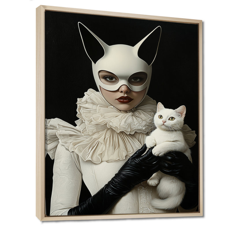 «Cat Woman» par Gottric Portrait, Impression encadrée sans passe-partout, Crème, crème, H 20 po x l 12 po