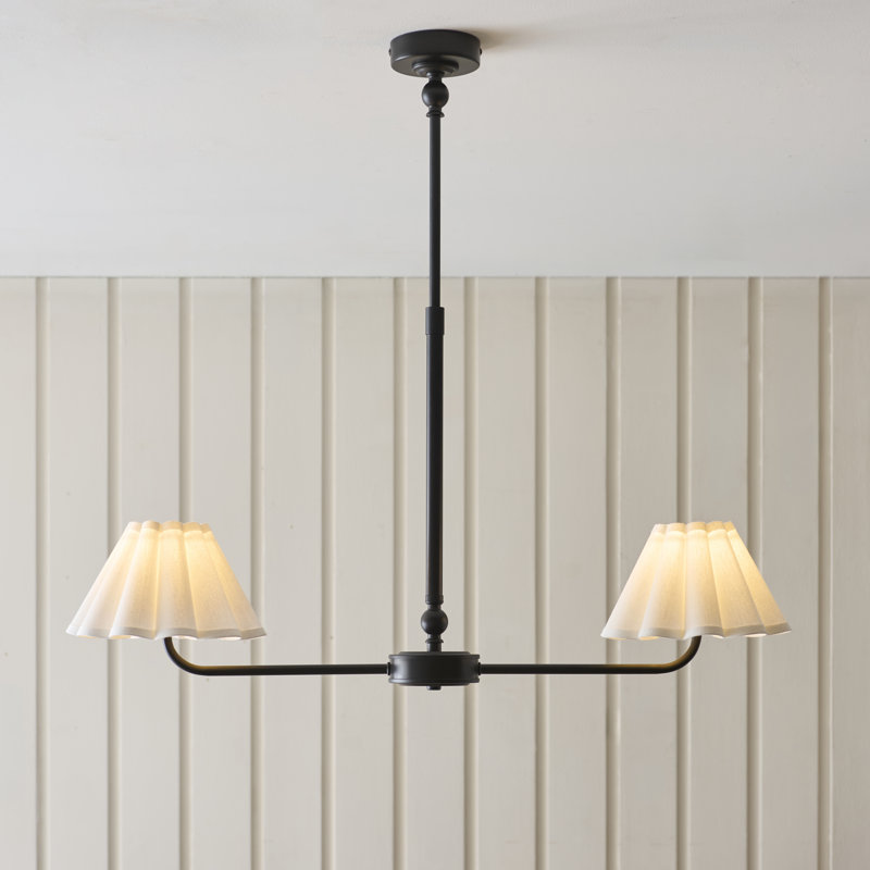 Enia 2 - Light Linear Chandelier, Antique Brass & White
