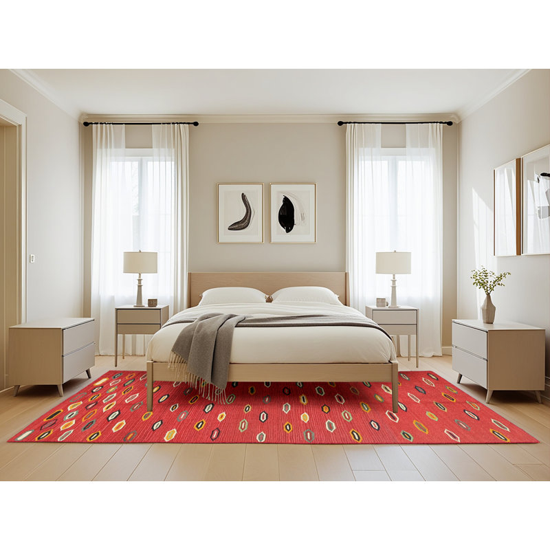 Tapis de zone rouge contemporaine, Rectangle de 5 pi x 8 pi