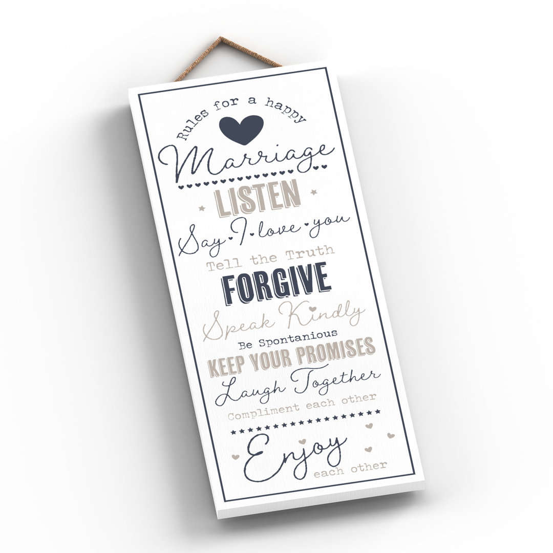 Vivid Squid Wholesale Rules For A Happy Marriage - No Frame Print on Wood
