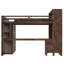 Grand lit mezzanine en bois avec bureau, garde-robe, rangement pour tête de lit et chargement USB, brun-388396965
