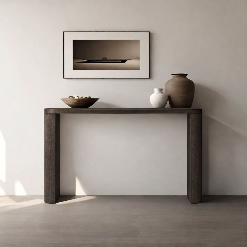 Console de style champêtre, H 33,86 po x l 48,03 po x P 9,84 po, Marron foncé