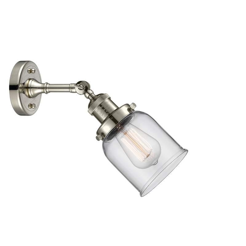 Applique murale 1 lumière 8 po Bell, Ampoule à DEL rétro de 6 watts, Clair, Nickel poli