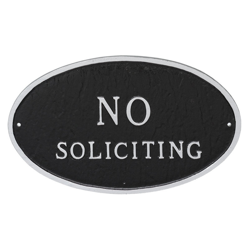 Grande plaque ovale sans déclaration, Noir / argent, H 10 po x l 18 po x P 0,25 po