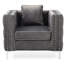 Fauteuil captivant en velours gris avec broderie touffetée, pieds robustes et accents confortables - sièges supplémentaires
