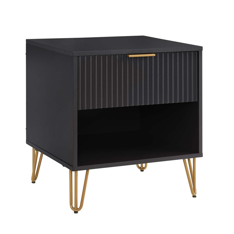 Gafita 20.07'' W Nightstand, Black, Individual