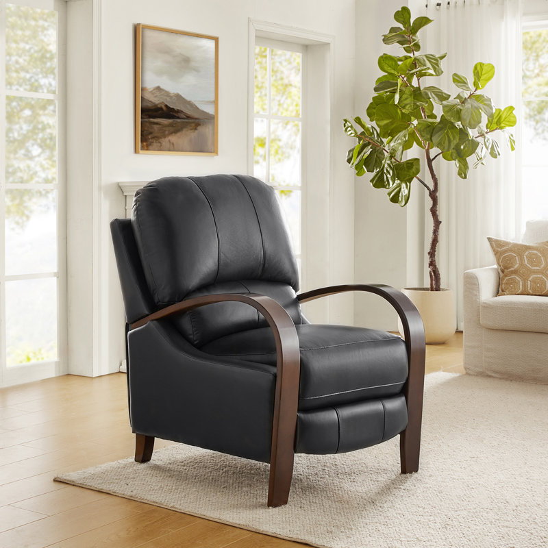 Fauteuil inclinable standard en cuir véritable Hardge, Cuir véritable noir