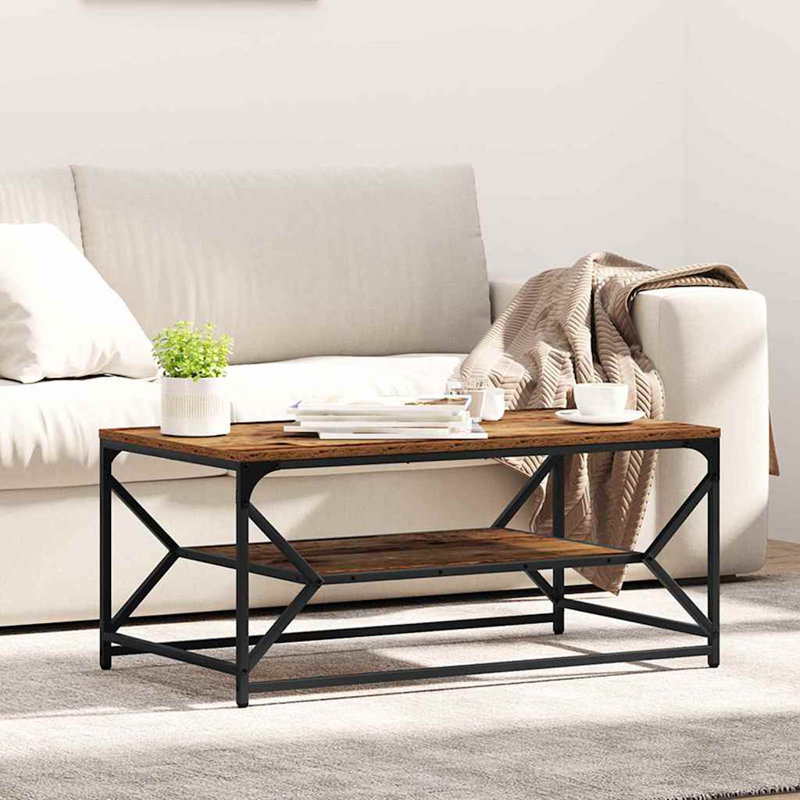 Solid Wood Coffee Table with Storage, Brown