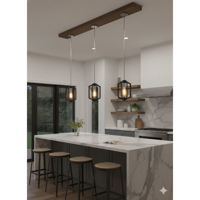 Luminaire suspendu cage moderne 1 lumière noir