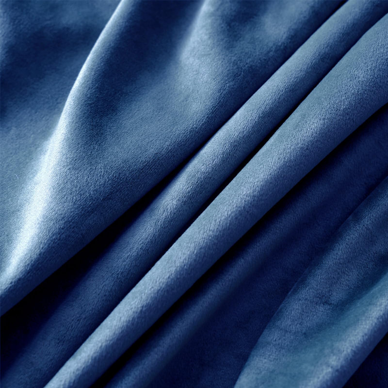 Ensemble de rideaux en velours 2 panneaux Dessy, Bleu marine, L 52 po x L 108 po