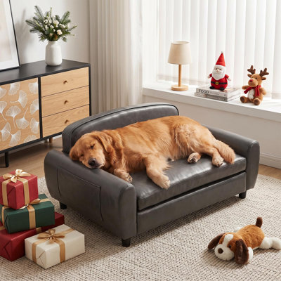 Memory Foam Faux Leather Pet Bed