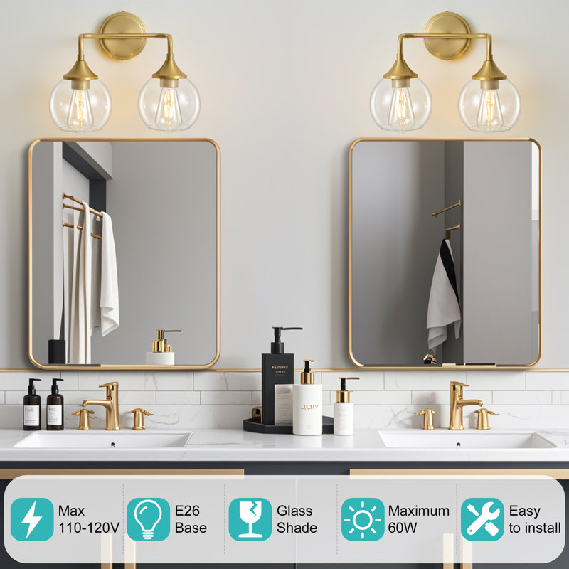 Scheider Dimmable Bathroom Vanity Light, Gold, 2