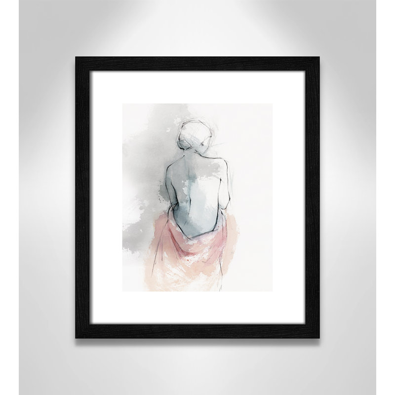 «Pastel Woman I» par Isabelle 7, reproduction d'art, Papier avec cadre en bois noir, H 15 po x l 13 po x P 0,75 po