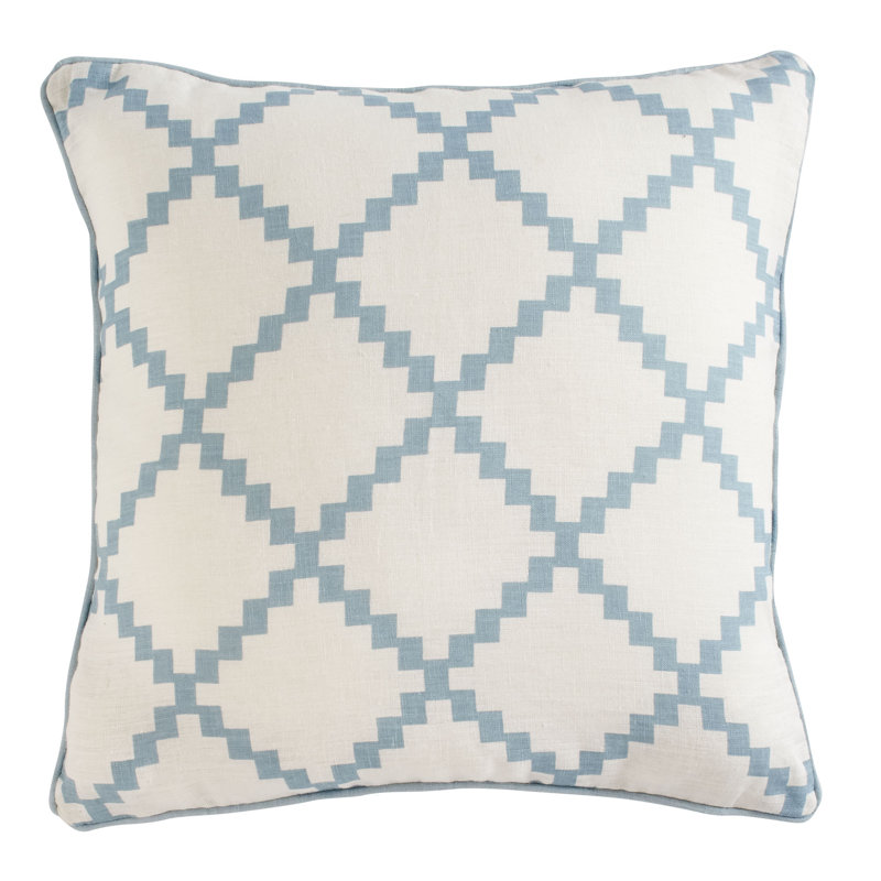 Square Linen Pillow Cover & Insert, 18" H x 18" W, Aqua, Pillow Cover Only - No Insert