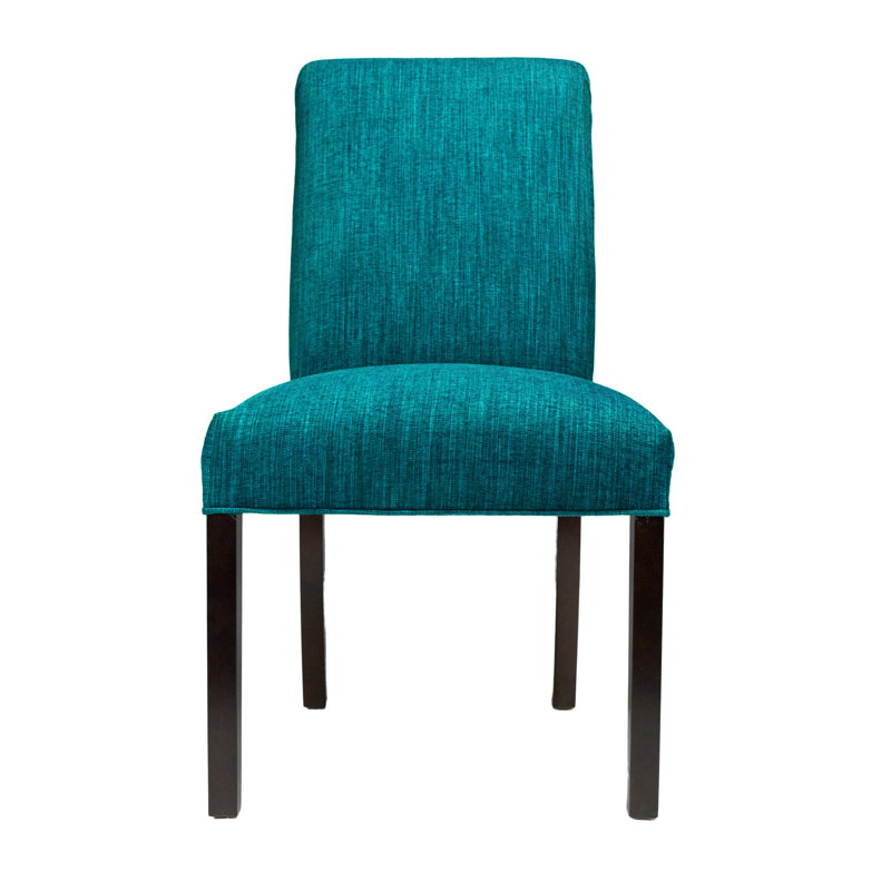 19'' H Upholstered Side Chair, Espresso, Luck Turquoise