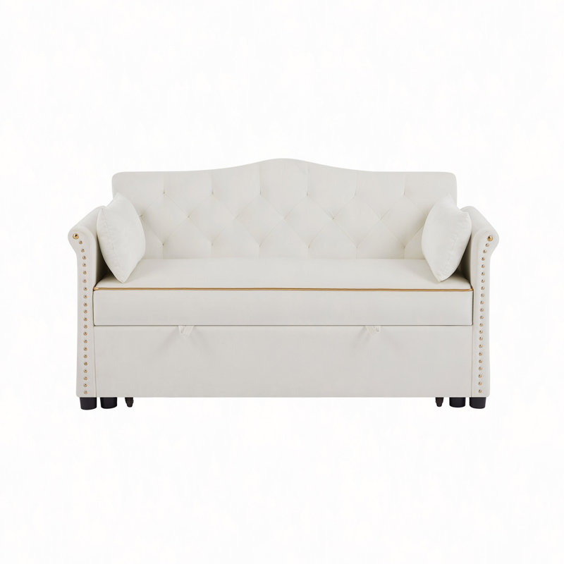 Canapé-lit en velours, Beige