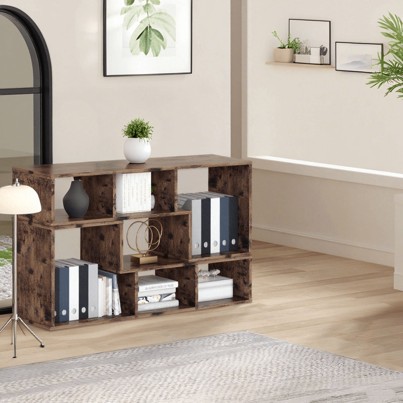 2 PCS Free Combination L-Shaped TV Console Stand, 3-tier Cube Bookcase, Modern Entertainment Center With Open Shelves For Living Room, Bedroom, Home Office