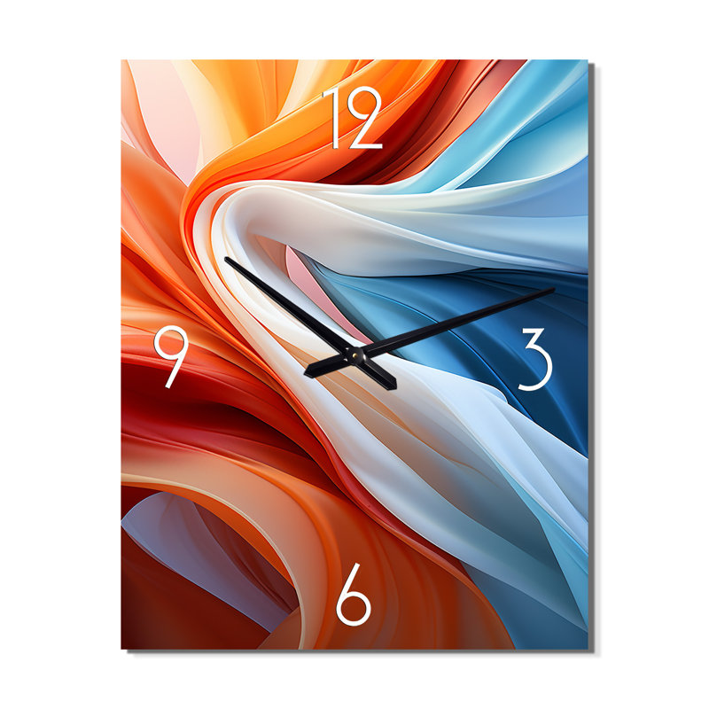 Bleu-brun, fractale spirale II - horloges murales abstraites, Grand