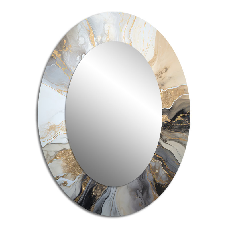 Miroir mural moderne beige et noir Lightning, 40 po x 30 po