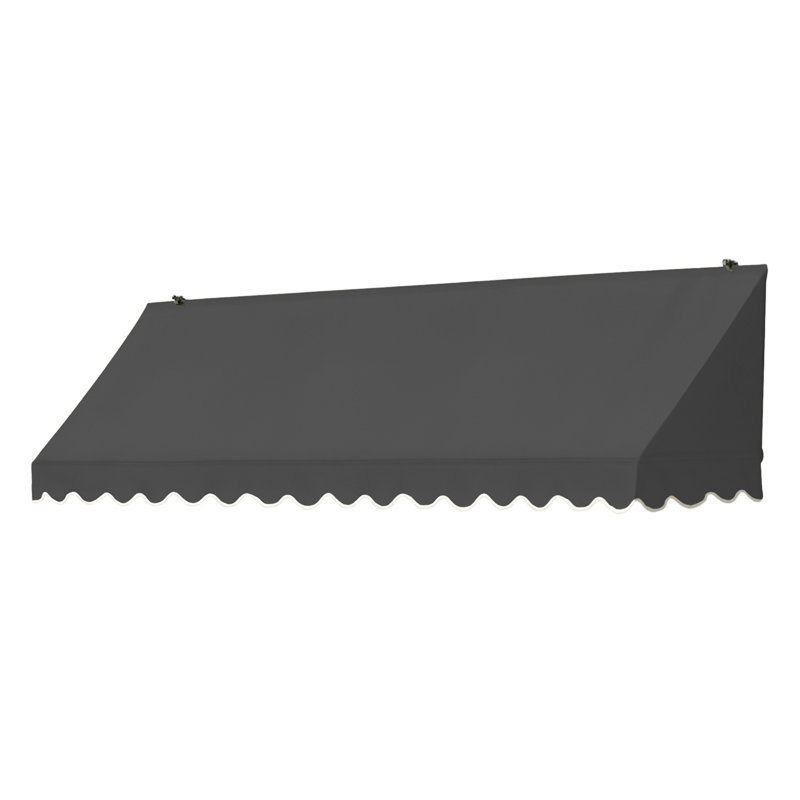 IDM Worldwide 96'' W x 21'' D Fabric Cover Retractable Door / Window Awning, Charcoal Gray