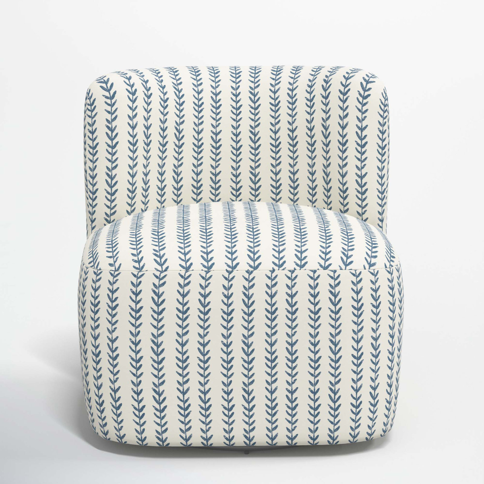 Mariza Swivel Slipper Chair, Vine Stripe Dusty Blue