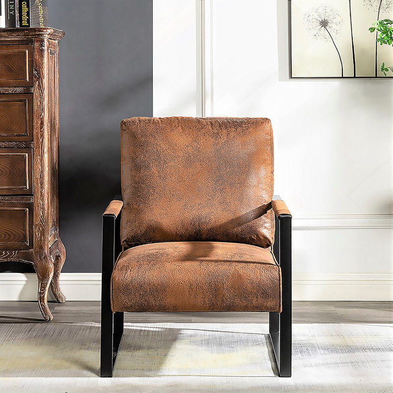 Fauteuil d'appoint Classic Mid Century Modern, Microfibre/microsuède brun clair