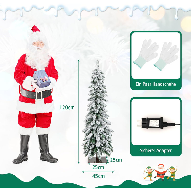 Lighted Artificial Pine Christmas Tree, 120cm H