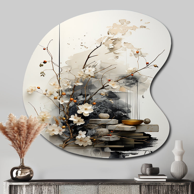 Goble - art mural asymétrique en métal asiatique, H 33 po x l 33 po