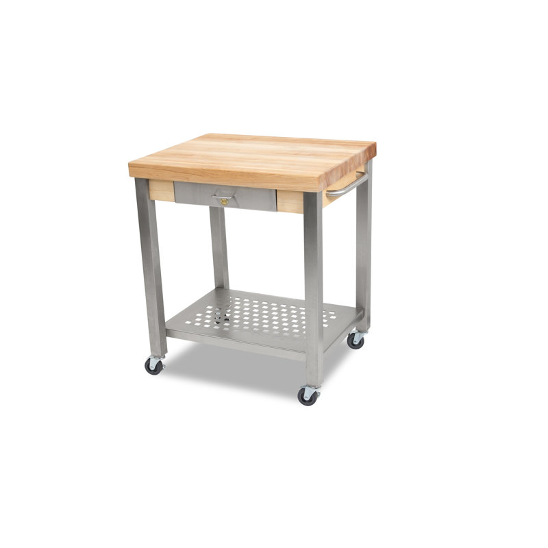 Natural Butcher Block Kitchen Cart with Zinc Hardware