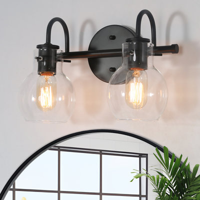  Kinman 2 - Light Dimmable Matte Black Bathroom Vanity Light ETL Certified