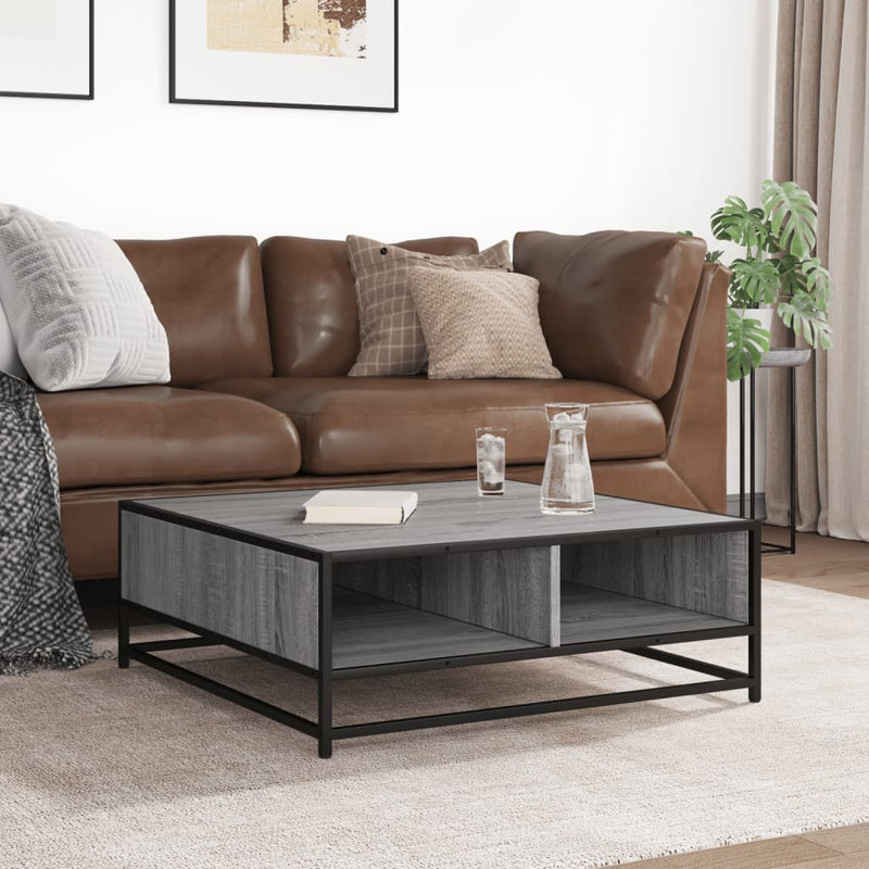 Coffee Table with Storage, 30" H x 80" L x 80" W, Grey 