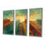 Vert, rouge, urbain, rétro, gratte-ciel II, ensemble d'art mural gratte-ciel-964011688-964011690