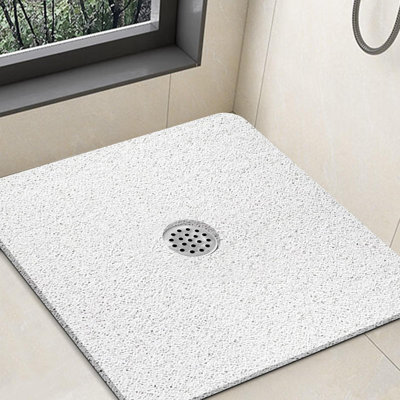 Shower Mat Non Slip, Extra Large Square Shower Mat With Drain Hole In Middle,Soft Loofah Bath Mat Shower Stall Bathtub Mat For Inside Shower Bathroom