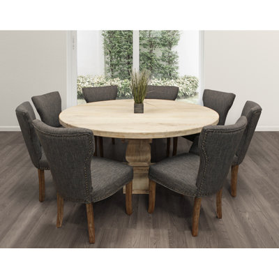 Aryhanna 8 - Person Solid Wood Solid Wood Top Pedestal Dining Set