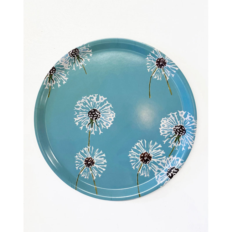 Plateau de service suédois: Pissenlits sur turquoise
